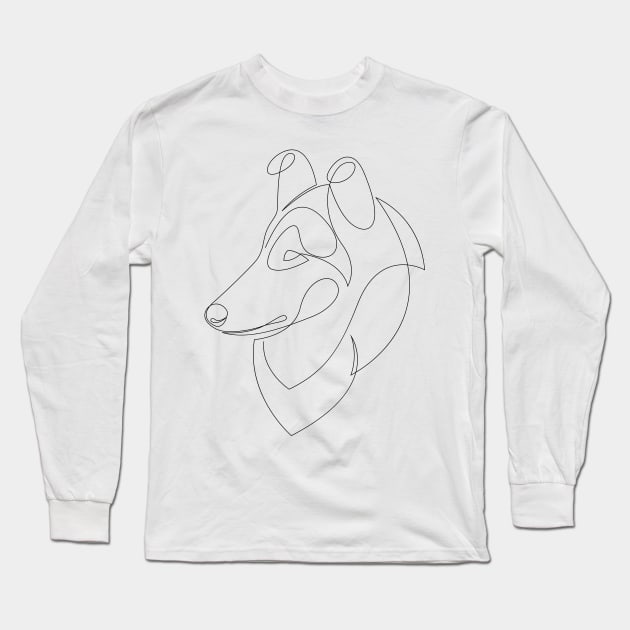 Rough Collie - one line dog Long Sleeve T-Shirt by addillum